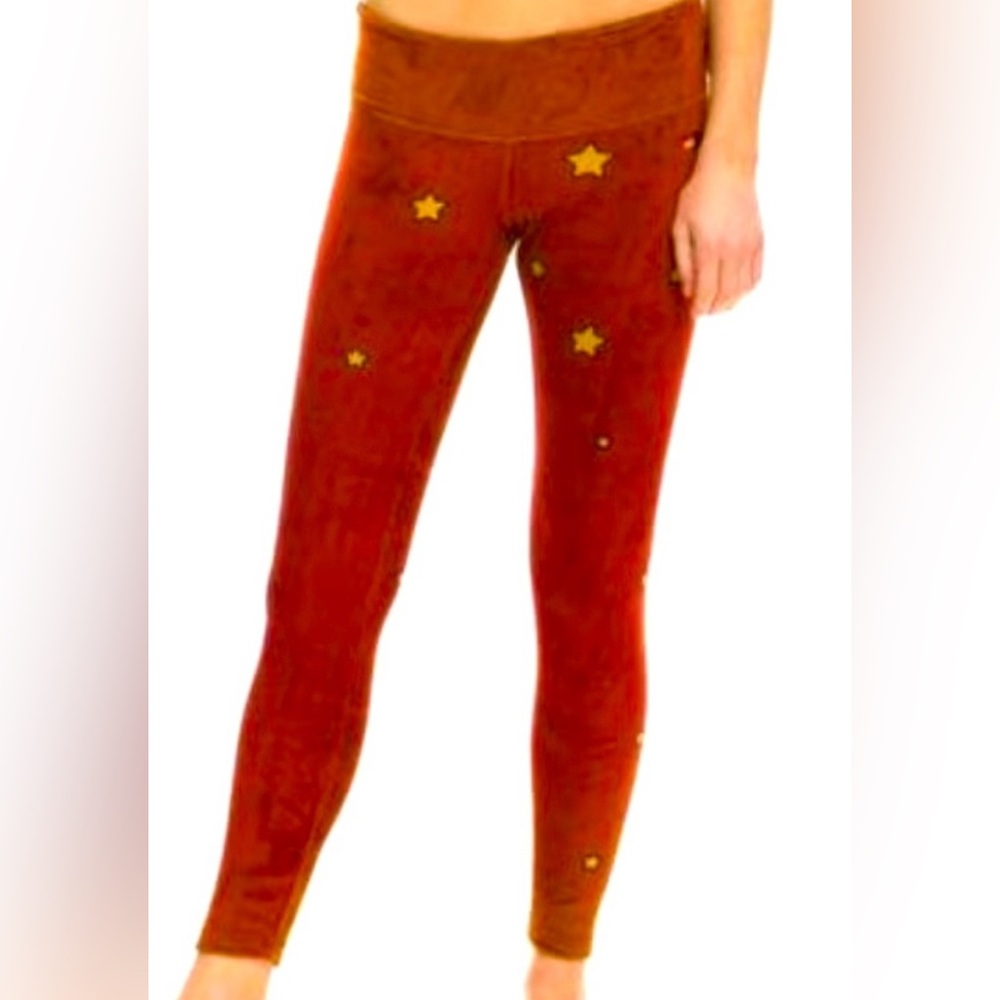 RARE Aviator‎ Nation Celestial Galaxy Red Orange Ombre Velvet Legging Small